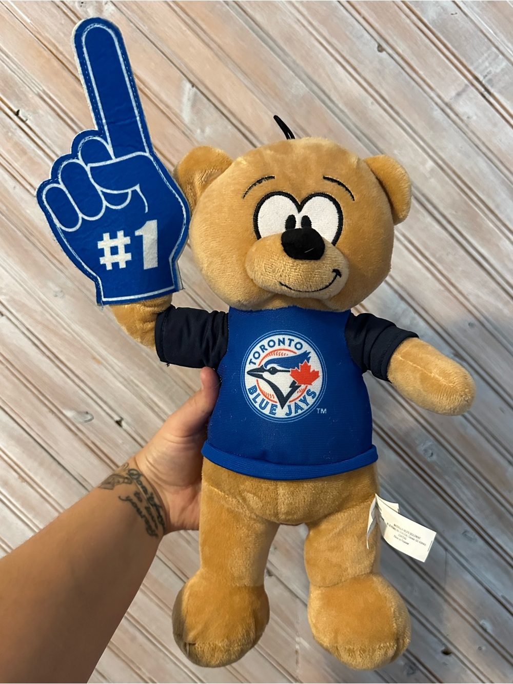 Toronto Blue Jays Plush Bear with Foam #1 Fan Glove MLB Genuine Merchandise
